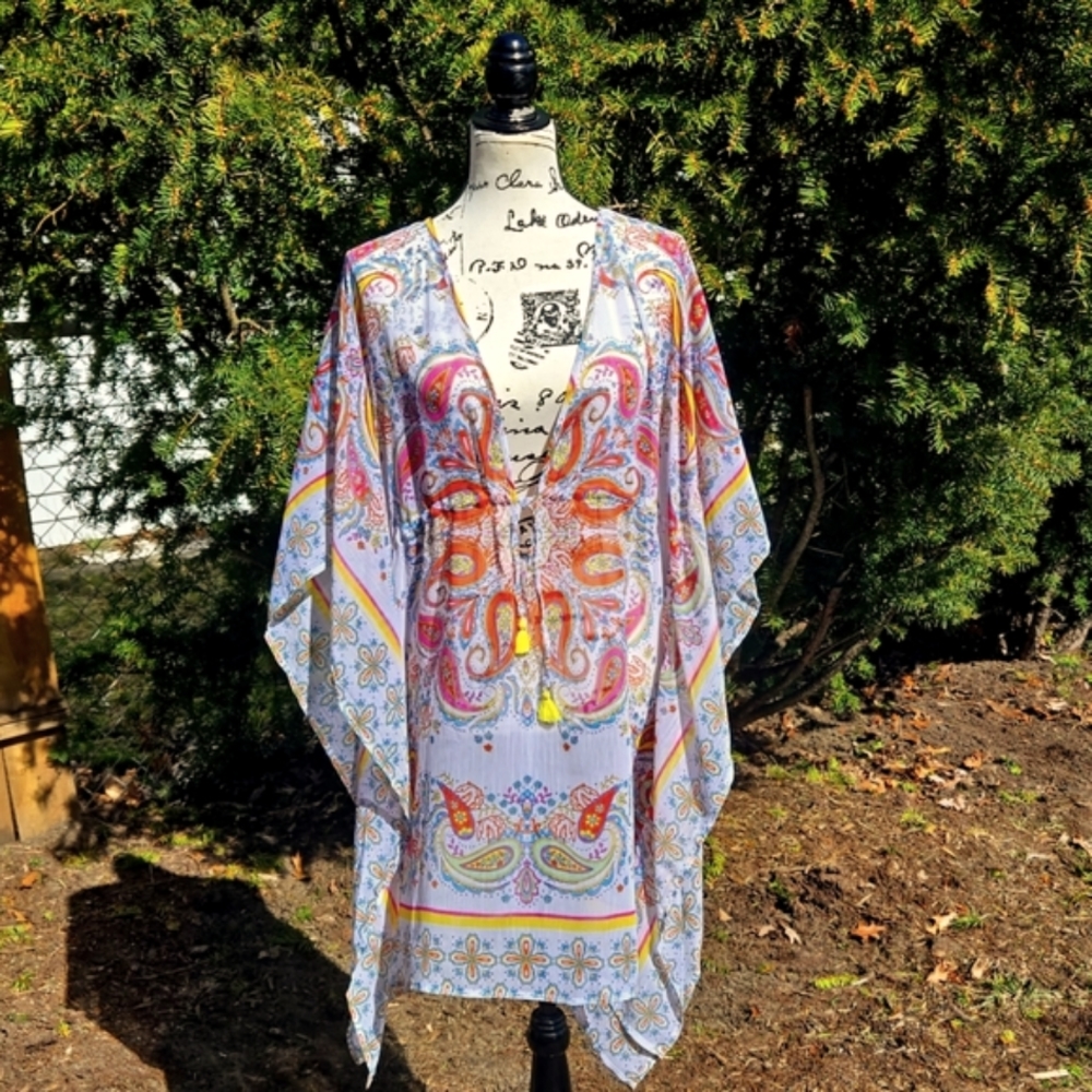 BLEU|ROD BEATTIE ▪︎ Women's Swim Cover Up w/ Vibrant Paisley Print Size M, NWT
